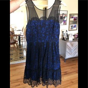 Royal blue and black lace overlay. Stunning!